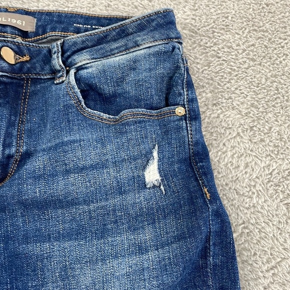 DL1961 Jeans Girls Big Kid 16 Chloe Skinny Medium Wash Stretch Denim Distressed - Picture 5 of 16